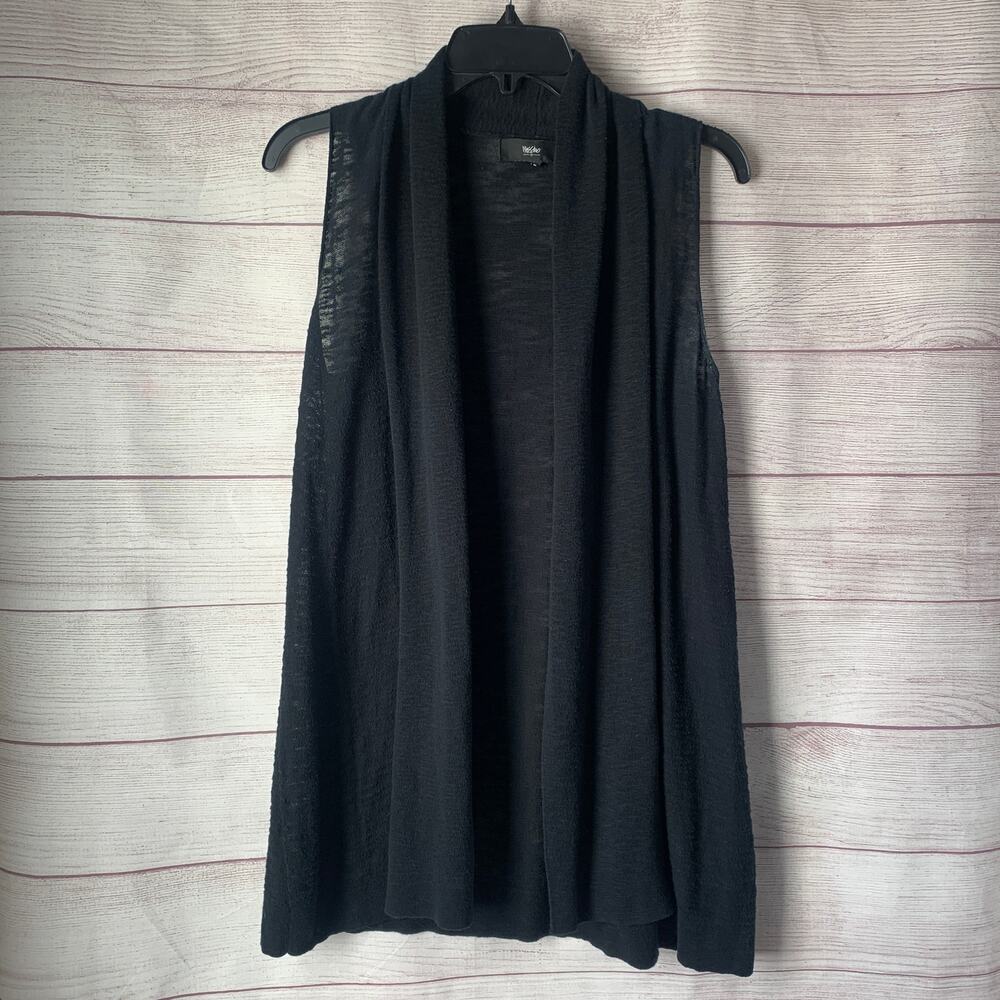 Mossimo Long Black Cardigan Sleeveless Vest Duster Slightly Sheer Size XS